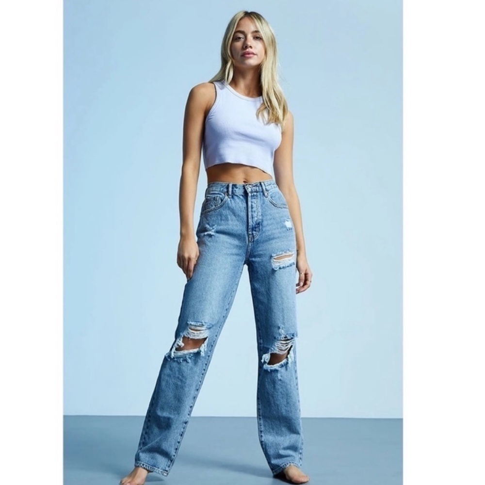 Pac Sun Dad Jeans Pantalons PacSun Light Blue Distressed Button Down Jeans. EUC